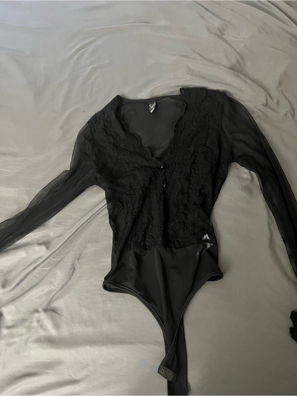 Windsor Black Lace Long-Sleeve Bodysuit